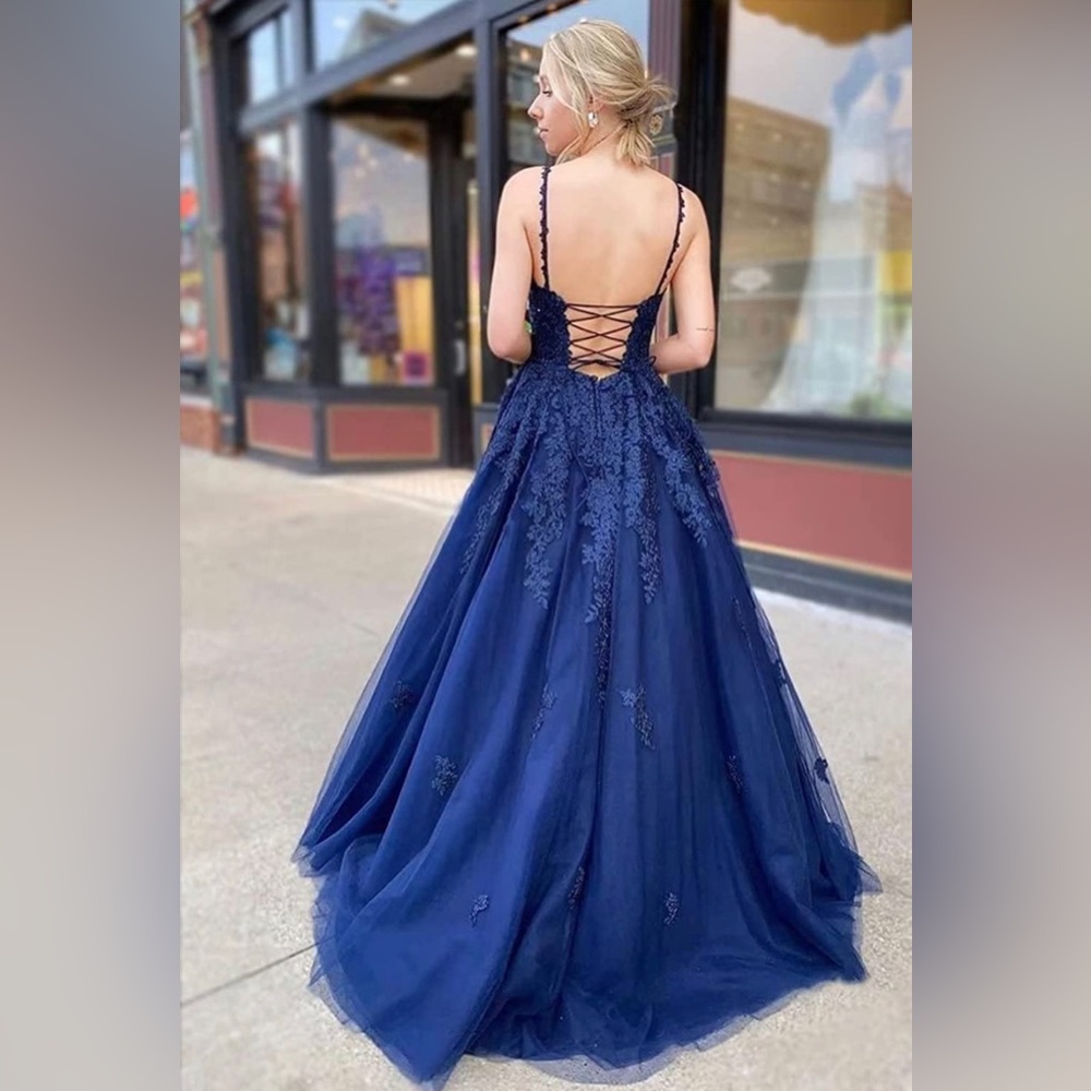 Dusty Blue Embroidered Ballgown